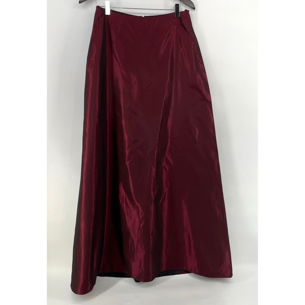 Vtg Y2K Maxi Skirt Sz 10 Iridescent Burgundy Taffeta Evening Formal Fairy Grunge